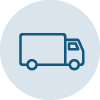 Blue delivery truck icon.